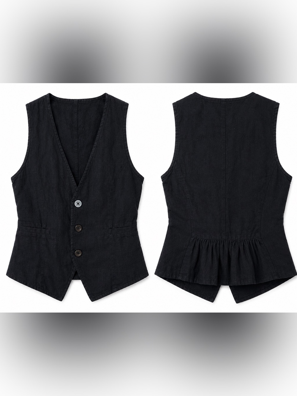 Zara Terez Black V-Neck Buttoned Vest